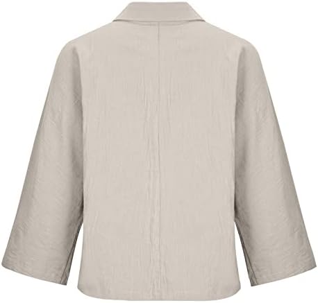 Camas de brunch simples para mulheres de manga comprida henley vneck tutle linen linen solto tops