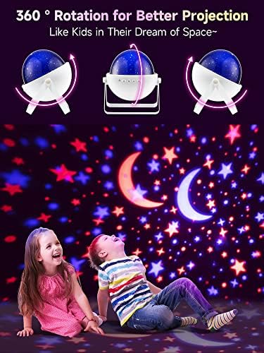 One Fire Star Lights for Bedroom 48 Cores+360 ° Girando, Projeto da luz da noite infantil+alto -falante