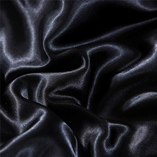 Conjunto de edredom de cetim de cetim de seda ntbed queen preto, macio leve microfibra de luxo sexy coletes acolchoados
