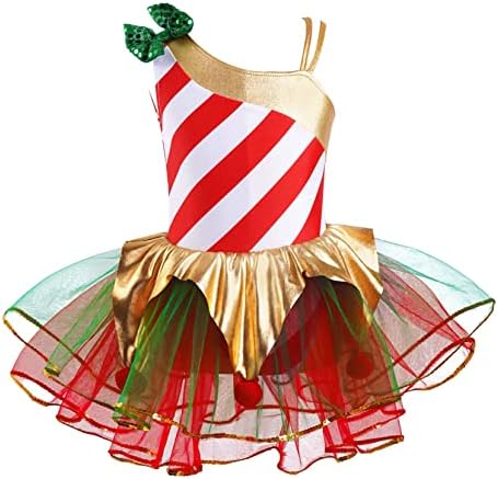 Tssoe Kids Girls Fantas de Natal Candy Cane Tutu Vestido Bellerina Bellet Dress Vestido de Festa de