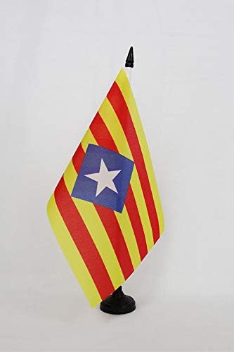 AZ Flag Catalonia Estelada Bandeira histórica da mesa Blava 5 '' x 8 '' - bandeira de mesa catalã independente