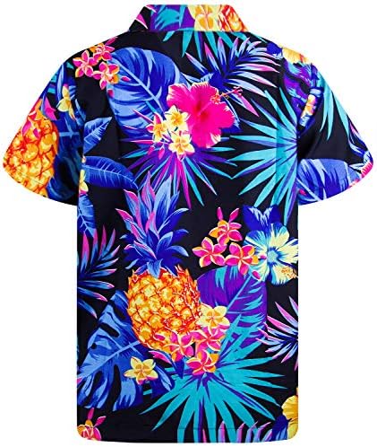 Camisa havaiana King Kameha para homens Butty Funky Button Down Down Shortstleeve Unisex Palmshadow