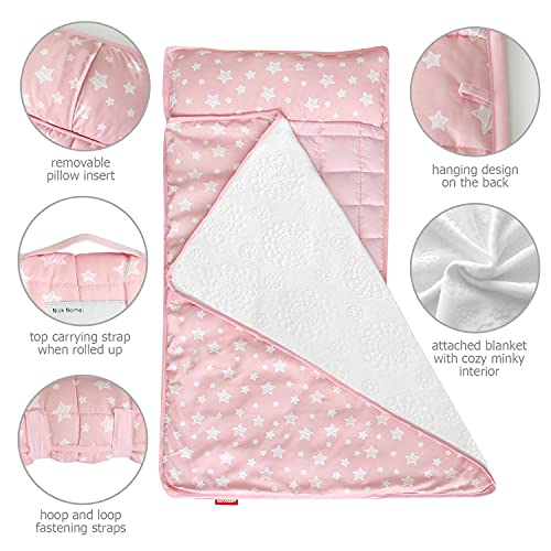 Moonsea criança soneca rosa rosa, travesseiro removível e cobertor MINKY, leve e macio, perfeito para crianças