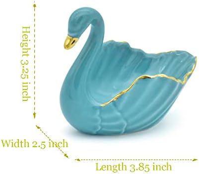 Exembe Swan Combo Jewelry Bowl para anéis Armazenamento Turquoise Glaze Cerâmica Feito original, Melhores