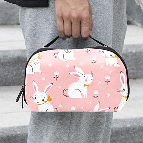 Bolsa de maquiagem rosa de coelho para bolsa de organizador de viagem portátil para bolsa para saco de