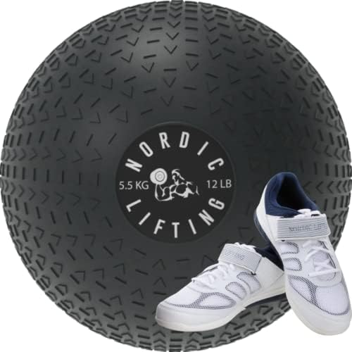 Pacote Nordic Lifting Slam Ball 12 lb com sapatos Venja Tamanho 8.5 - Branco