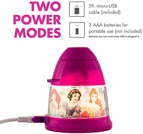 Projectables Disney Princess Led Light Light, Micro-USB plug-in ou bateria operada, 8 Imagem de Moana,