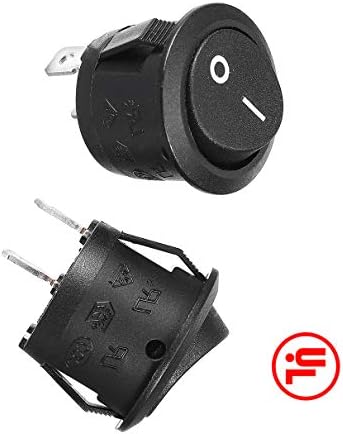 Aexit 5 pcs interruptores SPST Black Button On/Off Rocker Switch AC Pushbutton Switches 6A/125V 3A/250V