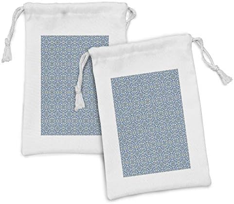 Conjunto de bolsas de tecido vintage de Ambesonne de 2, motivos florais circulares de repetição