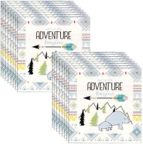 Havercamp Adventure começa 16 guardanapos de almoço de papel de embalagem - Tribal Adventure Pattern