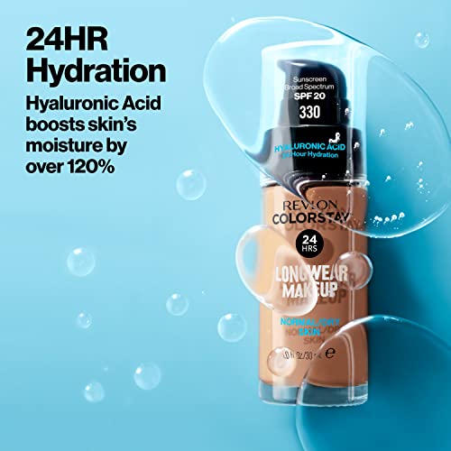 Fundação líquida de Revlon, maquiagem de face colorstay para pele normal e seca, SPF 20, cobertura média de longa
