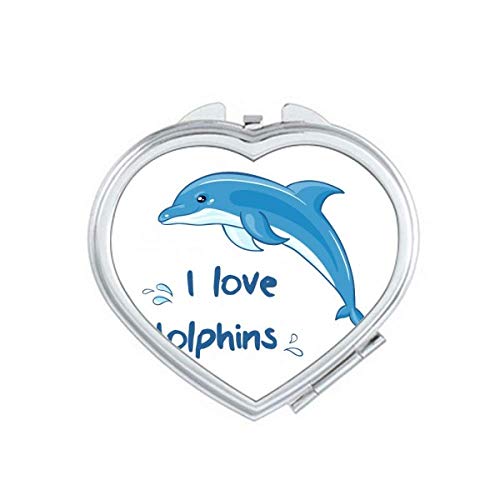 Eu amo golfinhos ilustrar a ampliação de viagens de espelho portátil portátil maquiagem de bolso