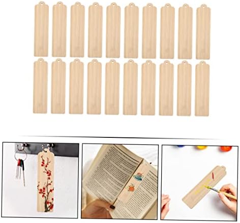Operitacx Wooden Blank Markmark Blank Bookmarks Scrapbook Materiais 20pcs Página de livros Marcador inacabado Tags