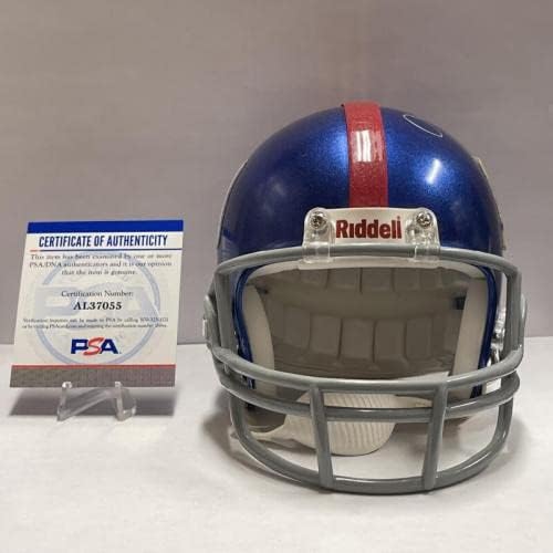 Joe Morris assinou mini capacete. Auto PSA - Mini capacetes da NFL autografados