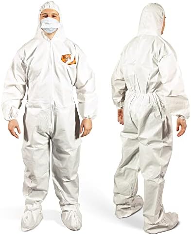 Quest barreira de roupas descartáveis ​​CoverAlls para respingo leve e ambientes secos - PPE White Hazmat Suit