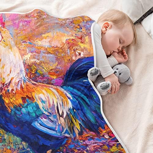 Animal Rooster Unissex Fluffy Baby Blain para um cobertor de criança de berço para creche com cobertor de segurança