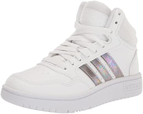 Adidas Hoops 3.0 Sapato de basquete intermediário, branco/branco/branco, 2 EUA unissex garotinha