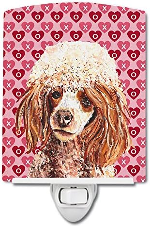 Tesouros de Caroline SC9699CNL Red Miniatura Poodle Hearts and Love Ceramic Night Light, Compact, Ul certificado,