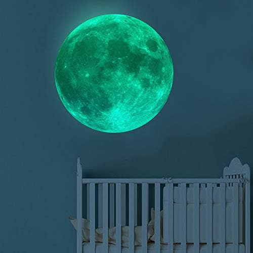 Kiddale brilho na lua escura de 30 cm de parede luminosa ou adesivos de arte de teto de teto decalque adesivo