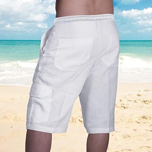 Shorts de linho masculino shorts elásticos casuais shorts drawtring summer shorts clássicos fit