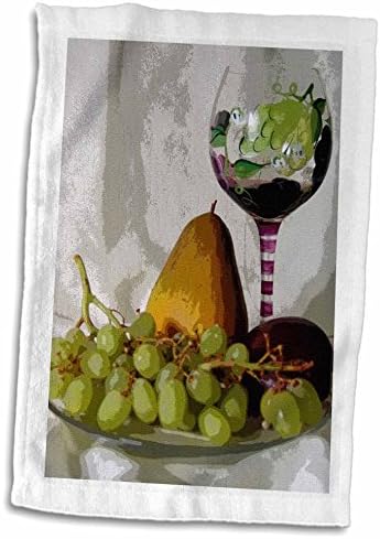 3drose Florene Food and Beverage - Cálice de vinho emoldurado com pintura de frutas - toalhas