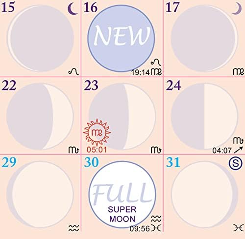 Planejador de bolso lunar do calendário da lua 2023 EST