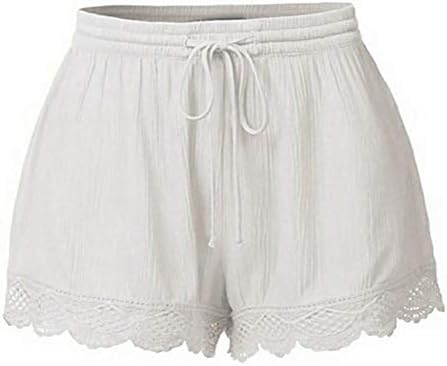 Calça casual feminina lace up up plus size shorts de verão sólidos elásticos elásticos na cintura