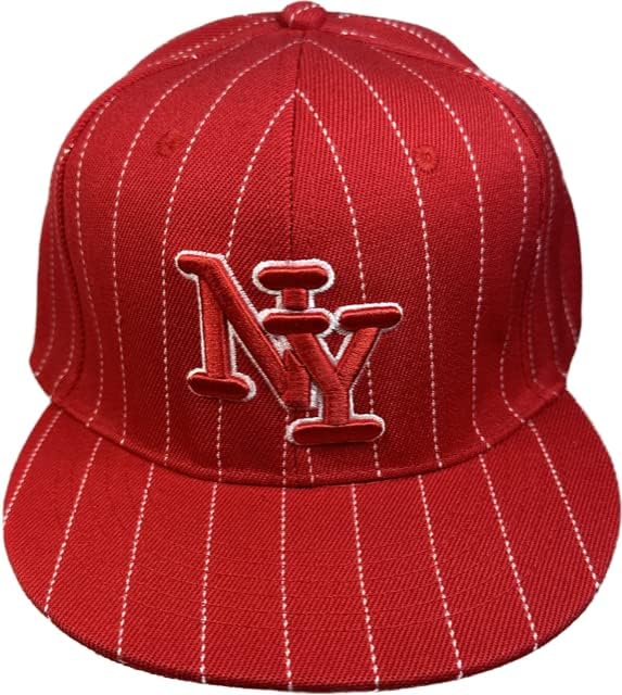 NY Pinstripe equipado boné preto Hip Hop Baseball Cap Hat. Tamanho 62cm. 7 3/4 azul, vermelho,