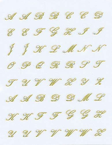 Adesivo de unhas/arte de unhas - coleção de ouro - letras