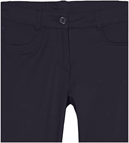 Izod Girls 'School Uniform Calça Chino adaptável, cintura ajustável e botões falsos, fechamento de velcro