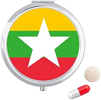 Mianmar Flag National Asia Country Case Case Pocket Medicine Storage Storage Recipler Dispenser
