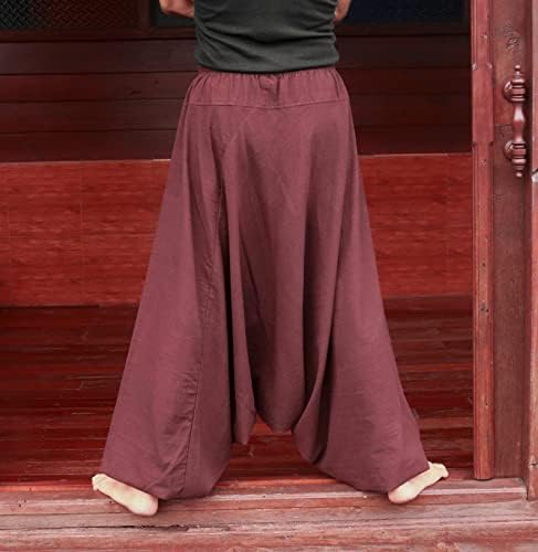 Raanpahmuang algodão Muang Pull cintura elástica Aladdin Baggy Mao Pants