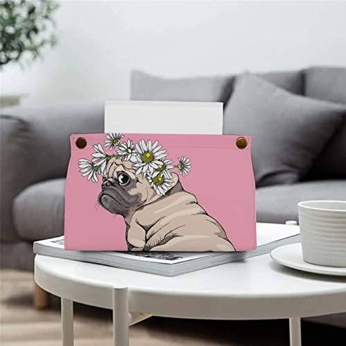 Caixa de lenço de papel de cachorro de flor Pug PU PUBILIDADE NACKING PAR