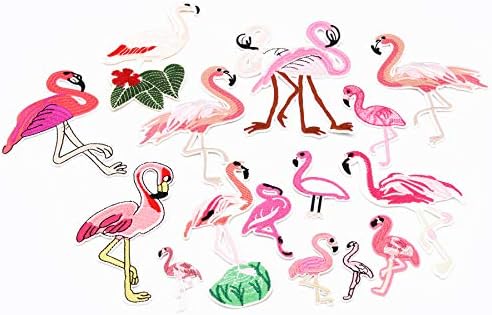 15pcs Flamingo Ferro em remendos Apliques de motivos bordados decoração de tamanho de tamanho