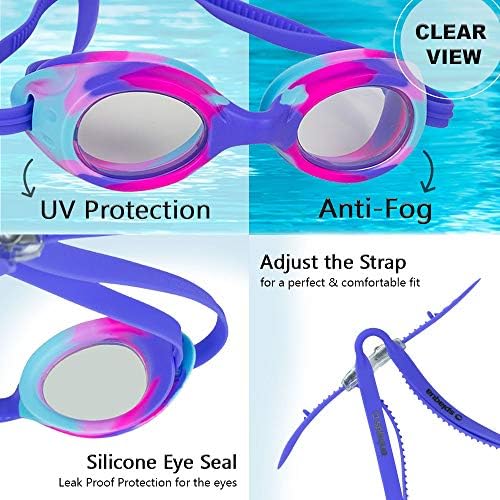 Óculos de natação infantis para crianças para meninos, tiras ajustáveis ​​para meninas