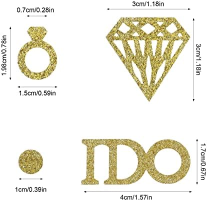 900pcs Gold Glitter Confetti Diamond Ring Circle I Fee Letter Pattern Table Decorações de dispersão para o aniversário