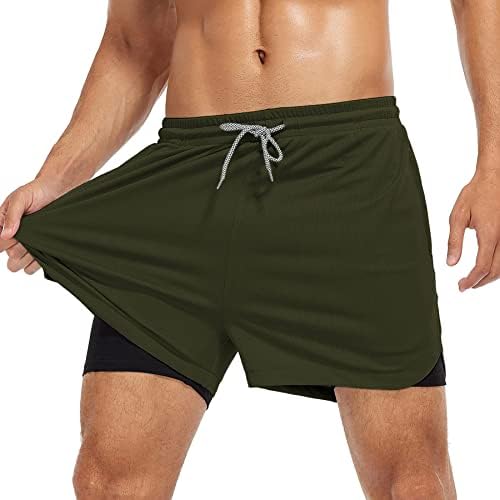 Zando Men's 2 em 1 exercícios com shorts com bolsos rápidos seco de ginástica atlética leve com revestimento
