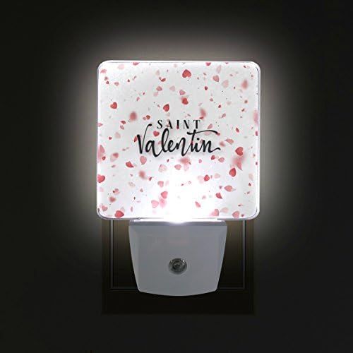 NAANLE Conjunto de 2 Saint Valentine Bright Red Heart Love Pastel Auto Sensor Led Dusk To Dawn Night Light Plug