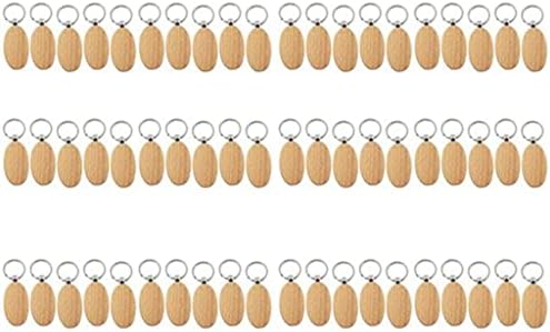 N/A 60pcs em branco Heart Wooden Chain DIY Promoção Keychain Tags pendentes