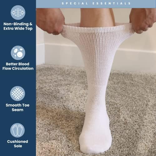 Especial Essentials 6 Pares Mulheres não vinculativas Diabetic & Circulator Socks-algodão confortavelmente macio