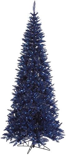 Vickerman 5.5 'Navy Blue Fir Slim Artificial Christmas Tree, luzes azuis iluminadas por dura, decoração