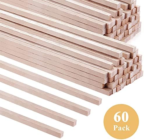Balsa Wood Sticks de 1/4 de polegada quadradas de 12 de comprimento - pacote de 60 por artesanato