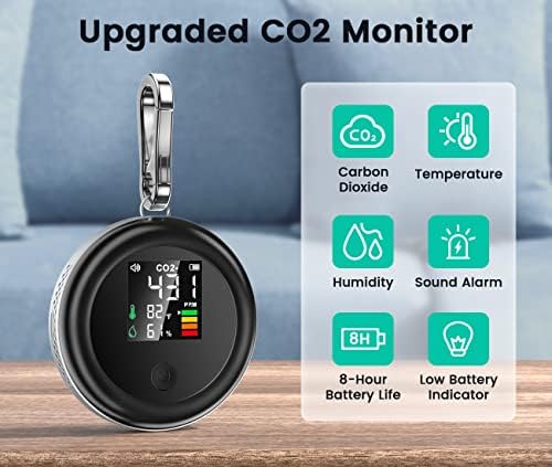 Detector de Mini CO2 atualizado, multifuncional Monitor de CO2 Monitor de qualidade Monitor de