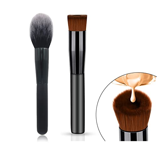 2 PCs Face Makeup Brush Kit Fundação líquida Brush e escova de blush Para base de creme líquido