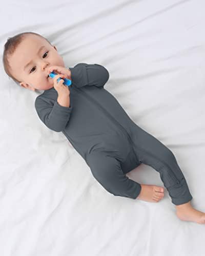 GUISBY BAMBOO Pijamas de bebê com punhos de luva - 3pcs meninos meninos de 2 vias com zíper