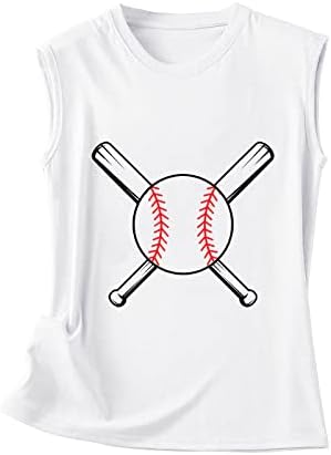 Camisas de beisebol Tampas gráficas femininas Tampas de treino fofas sem mangas de gola O-gola casual túnicas