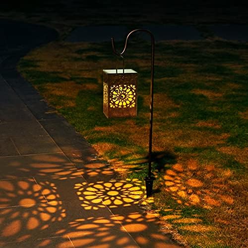 Lanternas solares ao ar livre, 2 pacote decoração de jardim de metal decoração de pátio Led Luzes