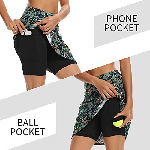 M MOTEEPI Modest Knee Skorts Saias para mulheres Skort atlético de tênis com bolsos