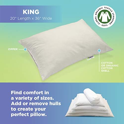PRODUTOS DE feijão WheatDreamz King Pillow - Feito nos EUA - Casca com zíper de algodão orgânico com