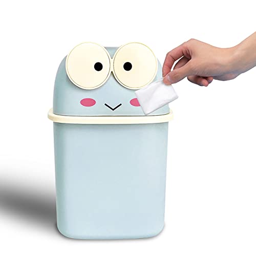 Lixo de desktop de Benshukam Mini Frog pode lixo pequeno lixo com lixo de tampa para banheiros, cozinhas, escritórios
